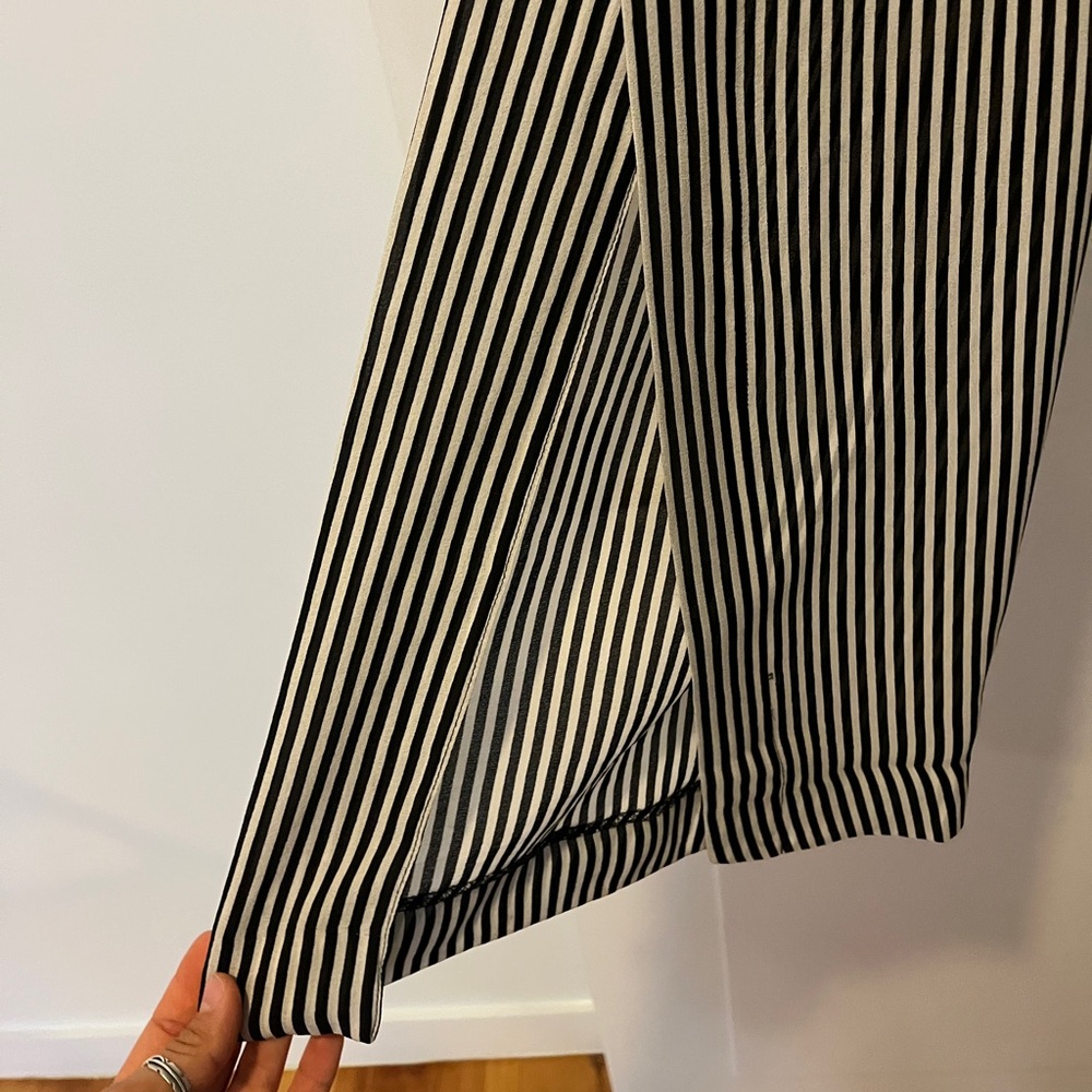 A.L.C. Black and White Striped Wide-Leg Trousers - Picture 2 of 4